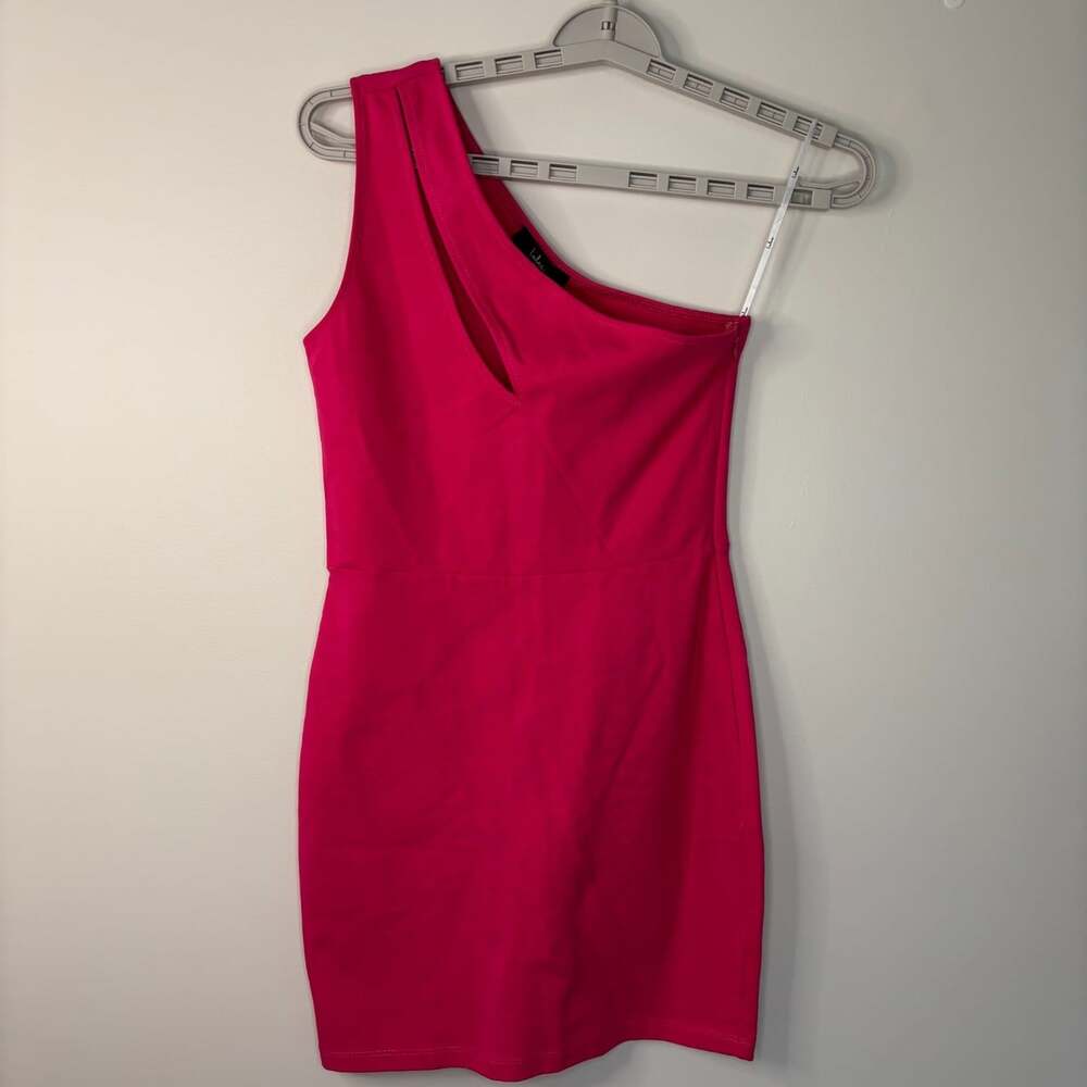 Lulus NEW one shoulder dress womens S pink cutout stretch mini
